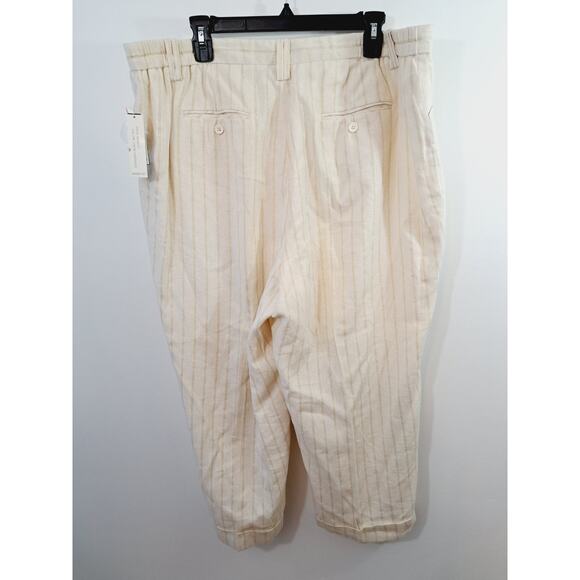Larry Lavine Woman New! Cream Gold Cropped Pant Size 22W Linen Blend - Picture 2 of 8